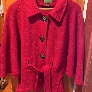 Tracy Porter Red Cape Jacket with Button Detail